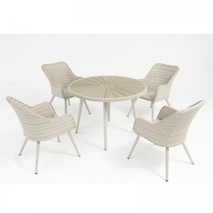 set di mobili da giardino in alluminio rattan con tavola rotonda con 4 sedie