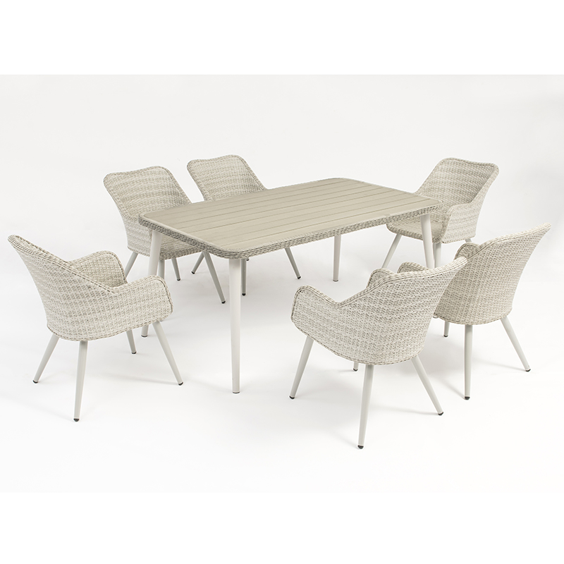 tavolo da pranzo rettangolare in alluminio rattan con 6 sedie